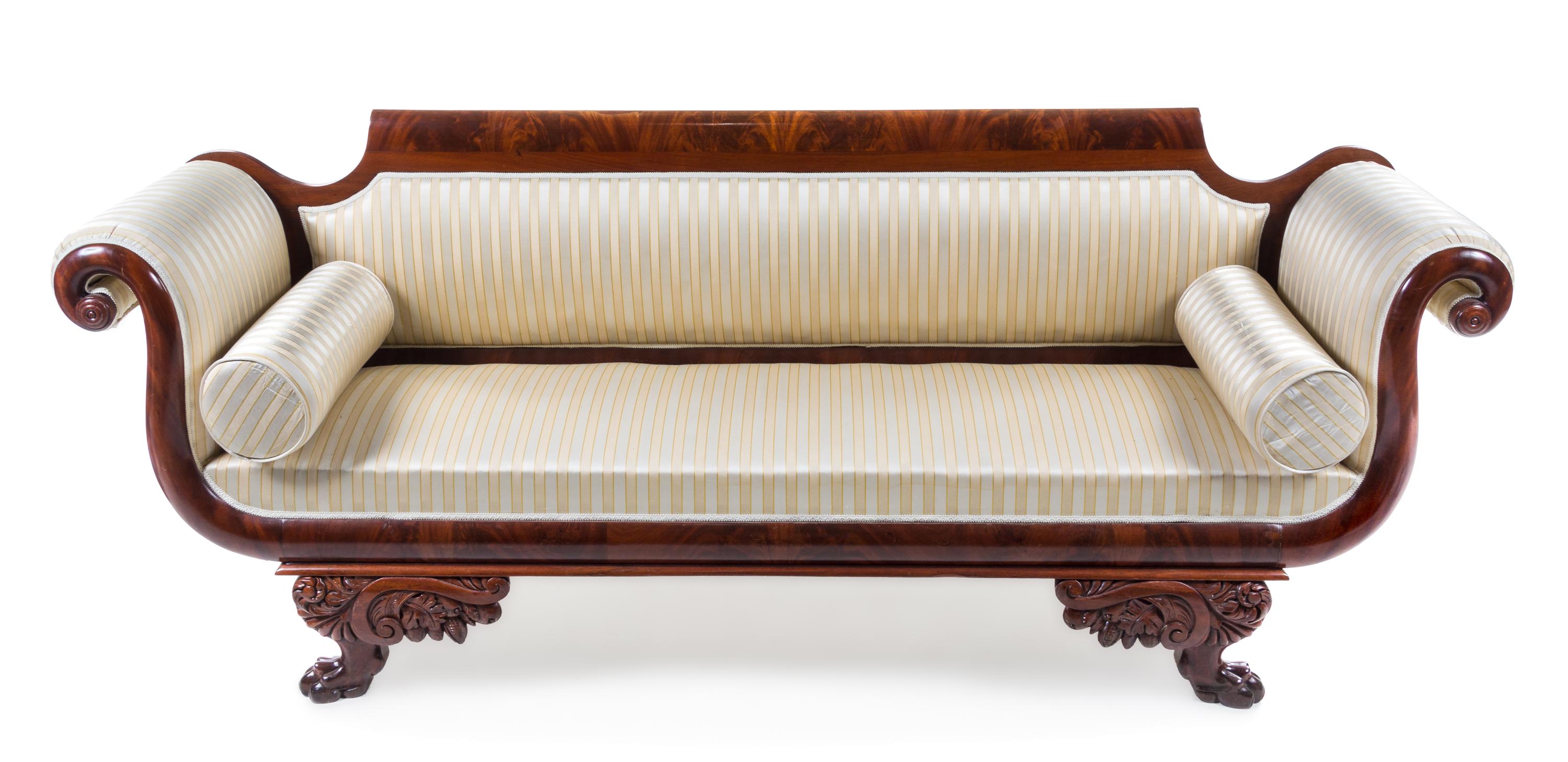 A Regency Mahogany Sofa Height 34 1/2 x width 85 x depth 23 inches. — CIRCA 1830