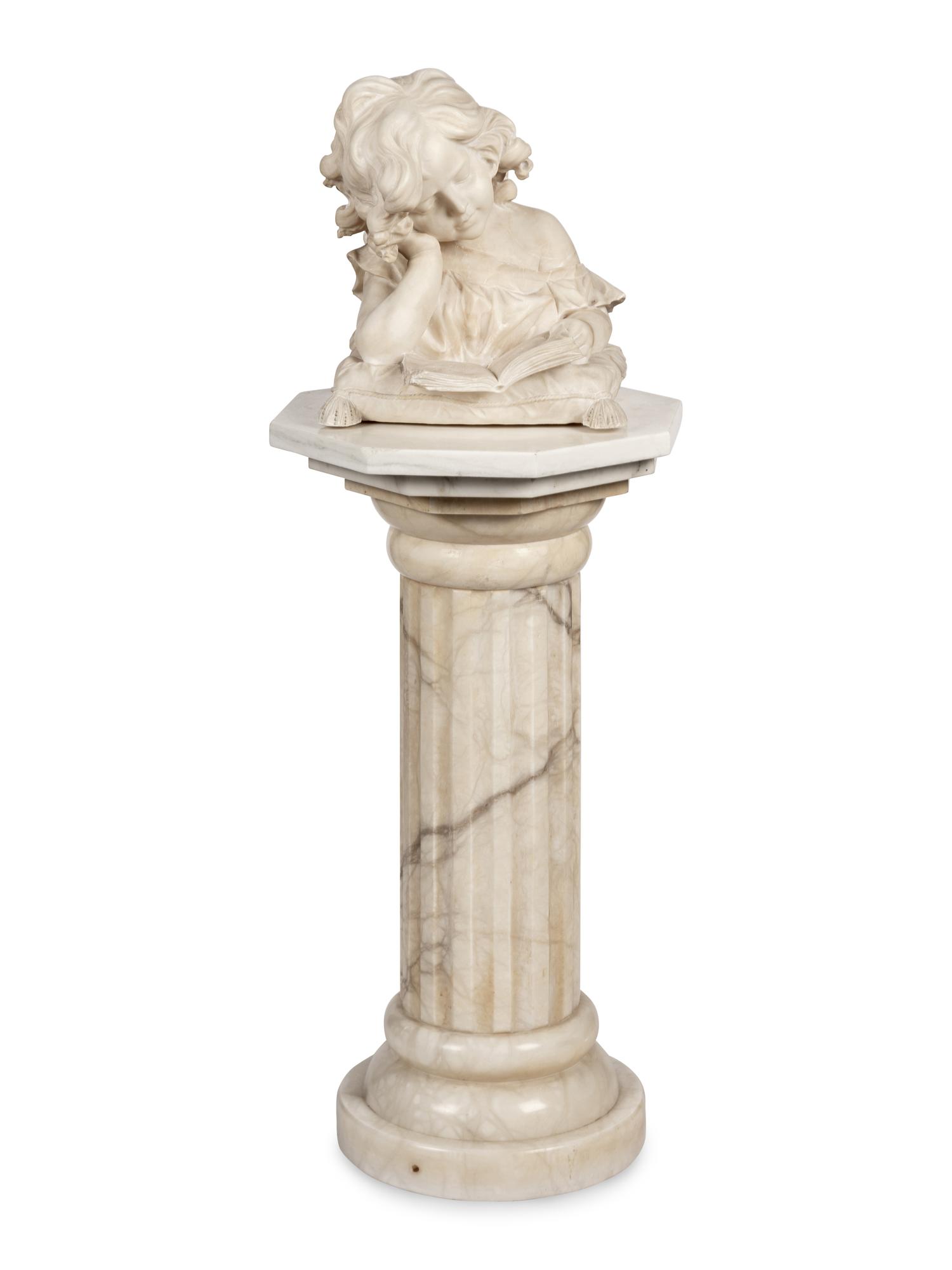 An Alabaster Bust of a Girl Reading