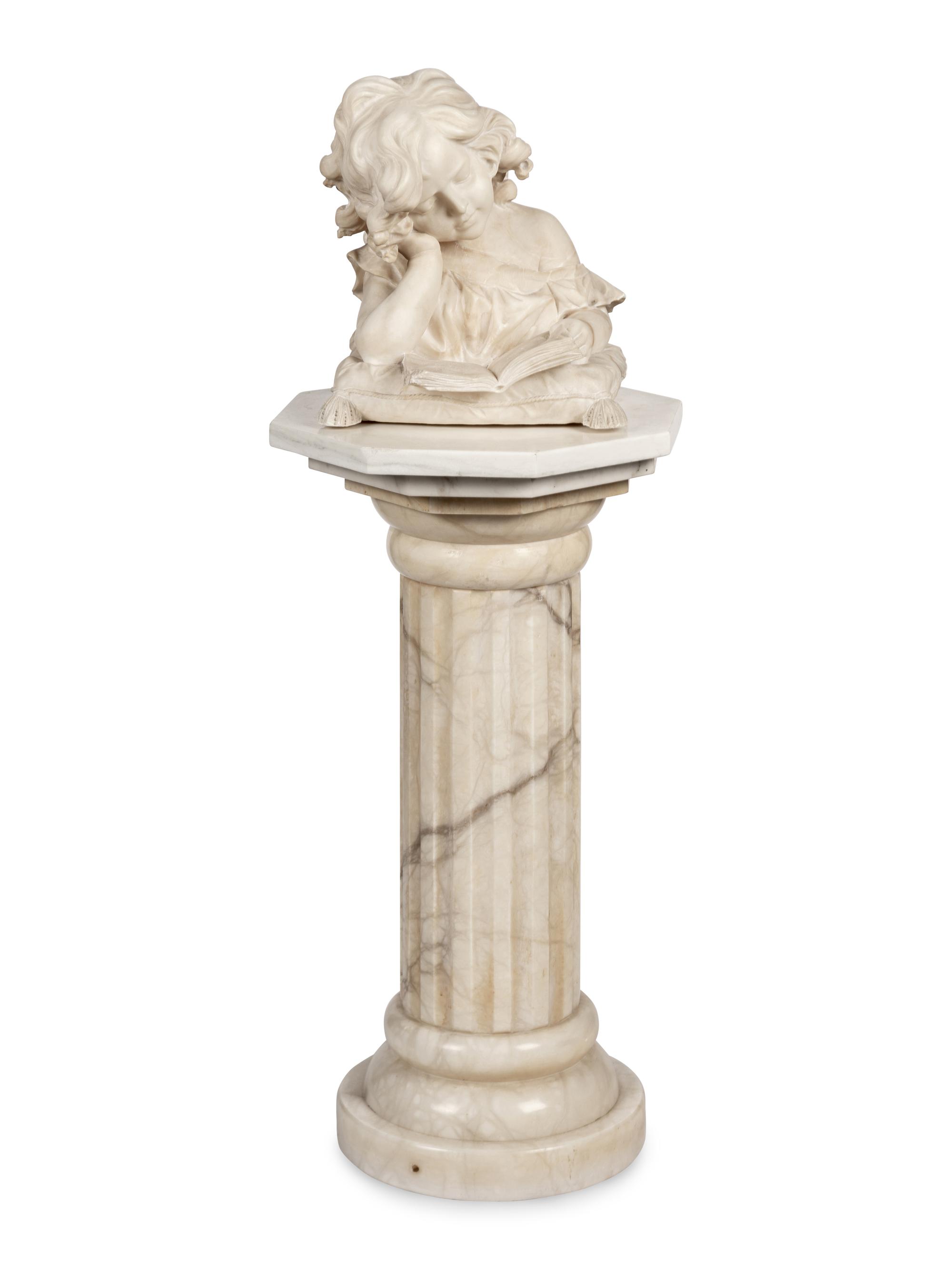 An Alabaster Bust of a Girl Reading