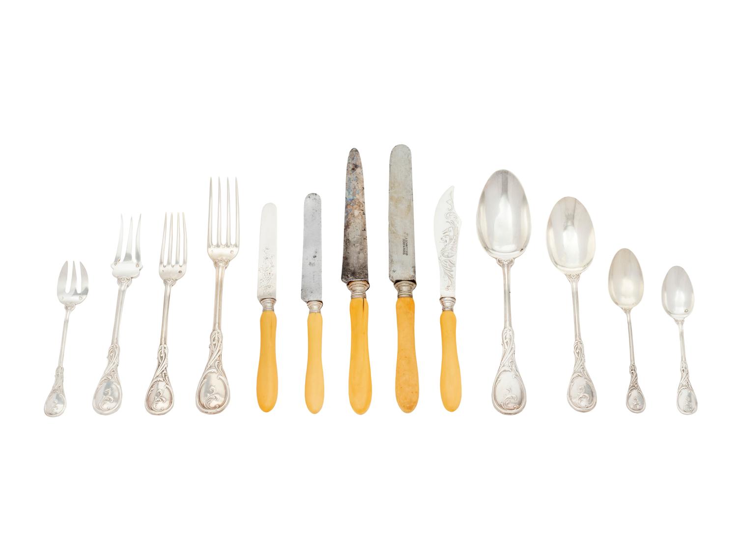 A French Silver Flatware Service — Various Makers, Late 19th/ Early 20th Century
