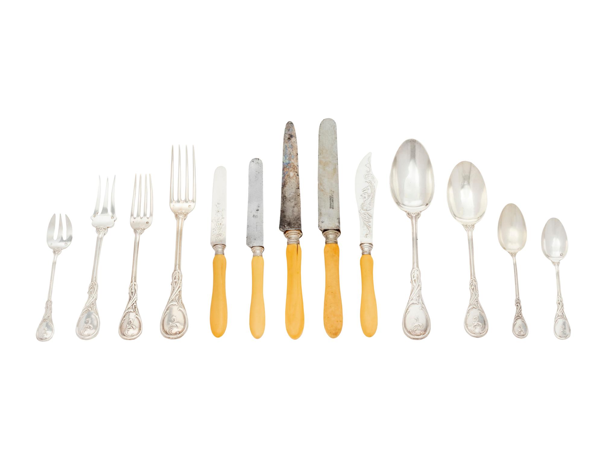 A French Silver Flatware Service — Various Makers, Late 19th/ Early 20th Century