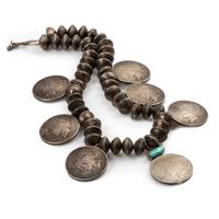 Navajo Turquoise and Silver Dollar Necklace