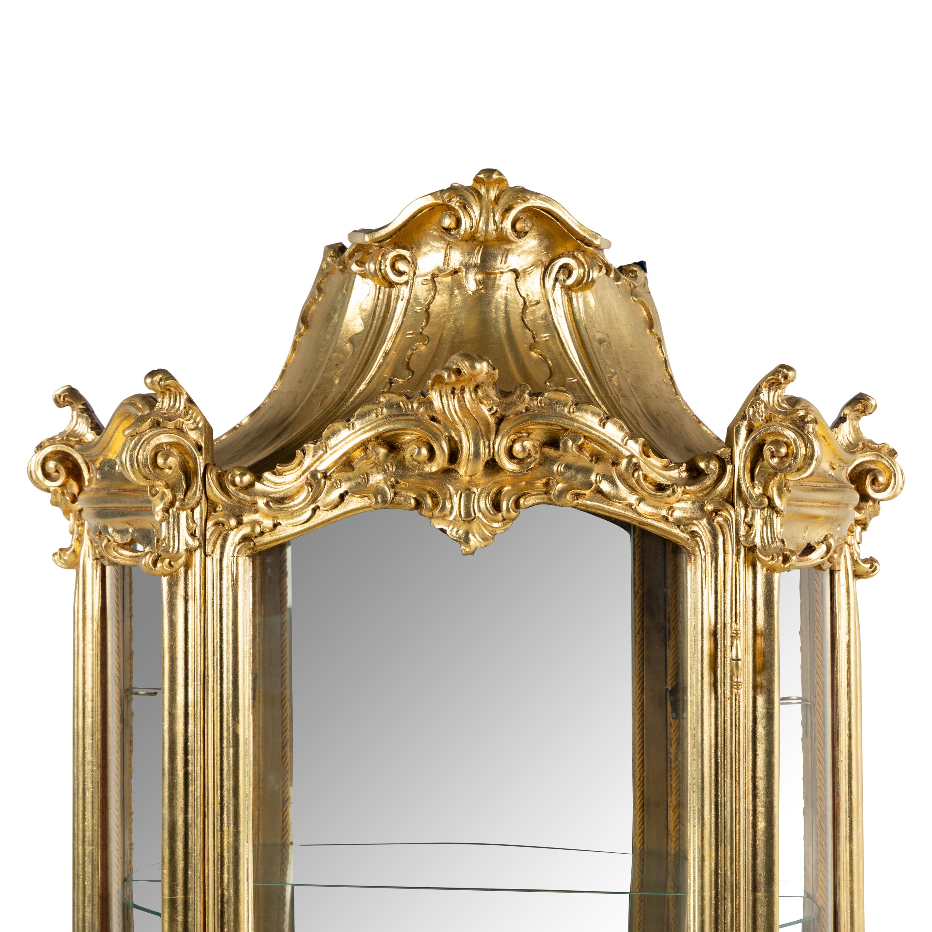 A Louis XV Style Giltwood Vitrine Cabinet