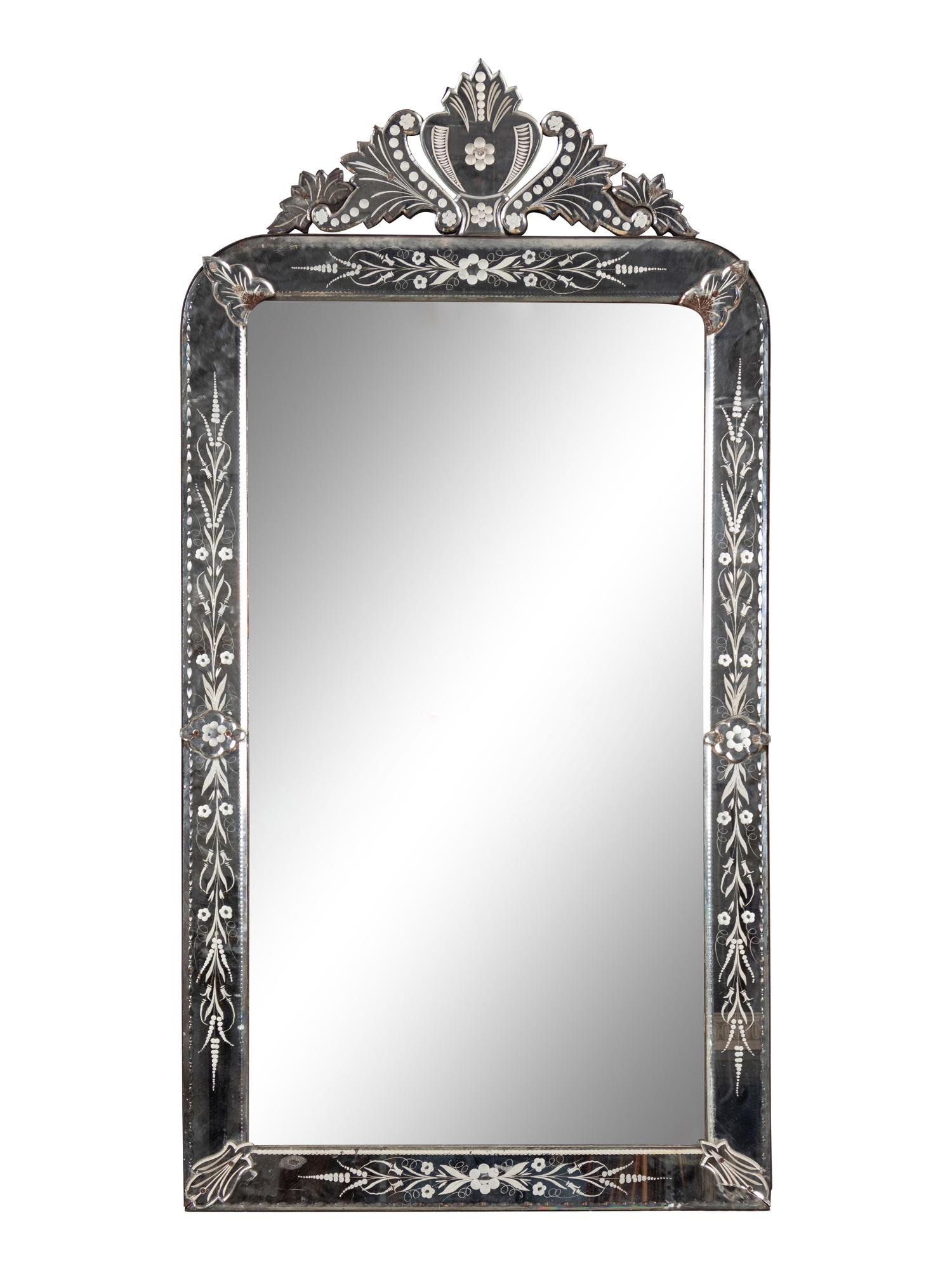 A Venetian Etched Glass Mirror