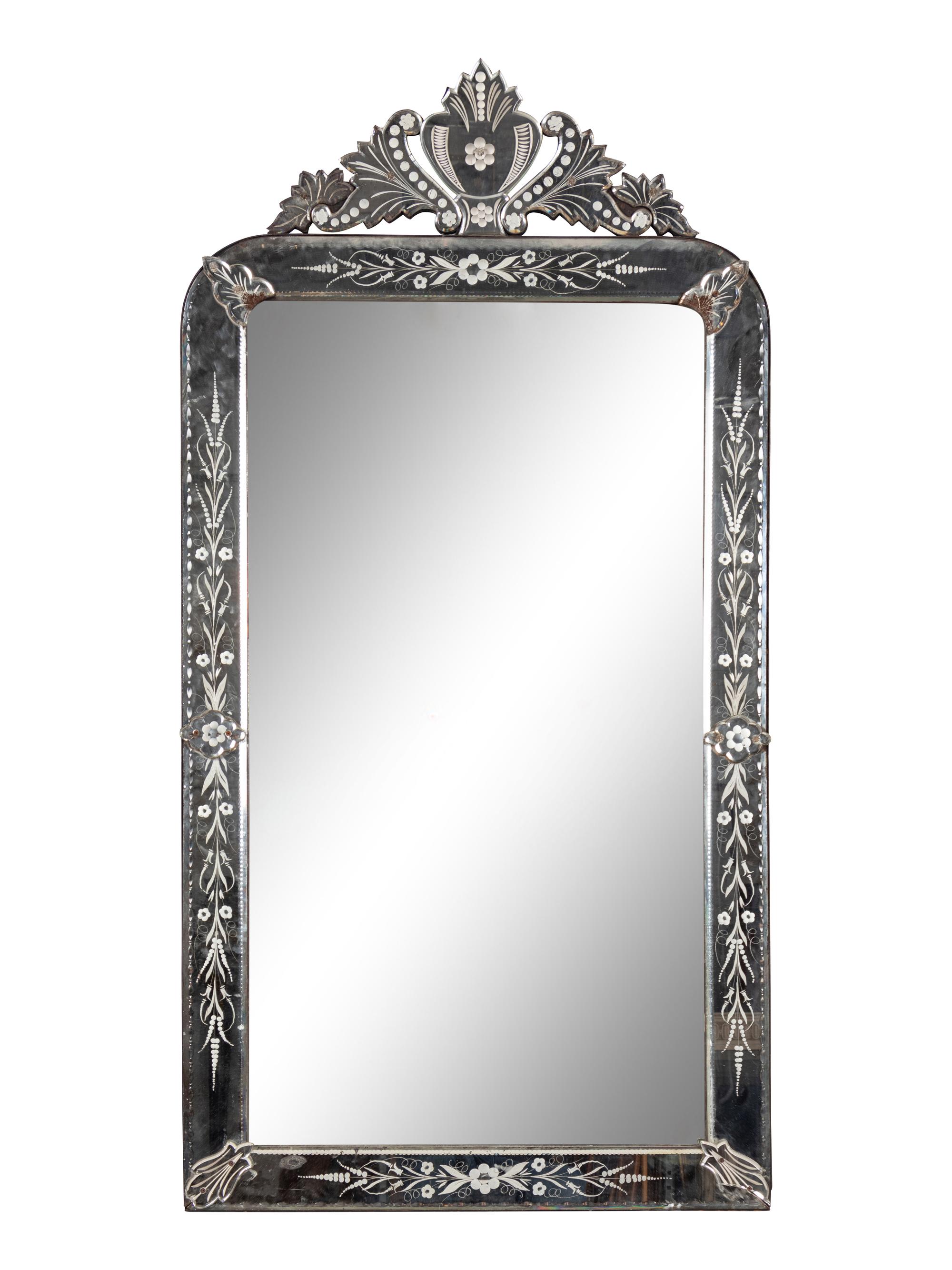 A Venetian Etched Glass Mirror
