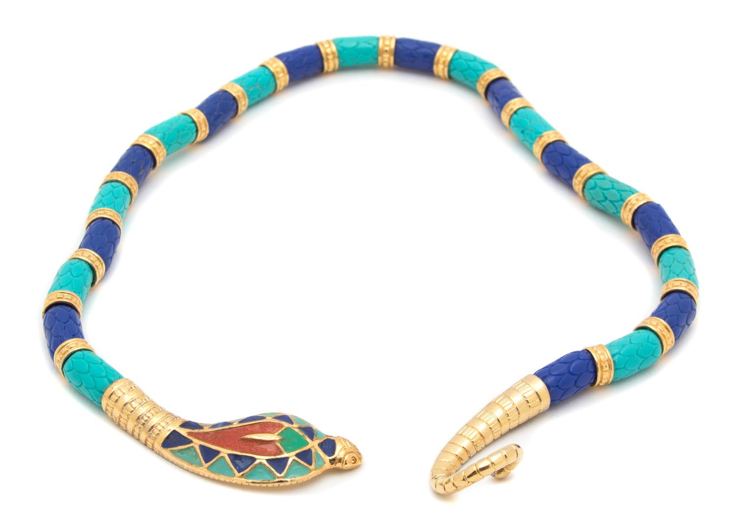 A Hattie Carnegie Multicolor Snake Necklace, 18".