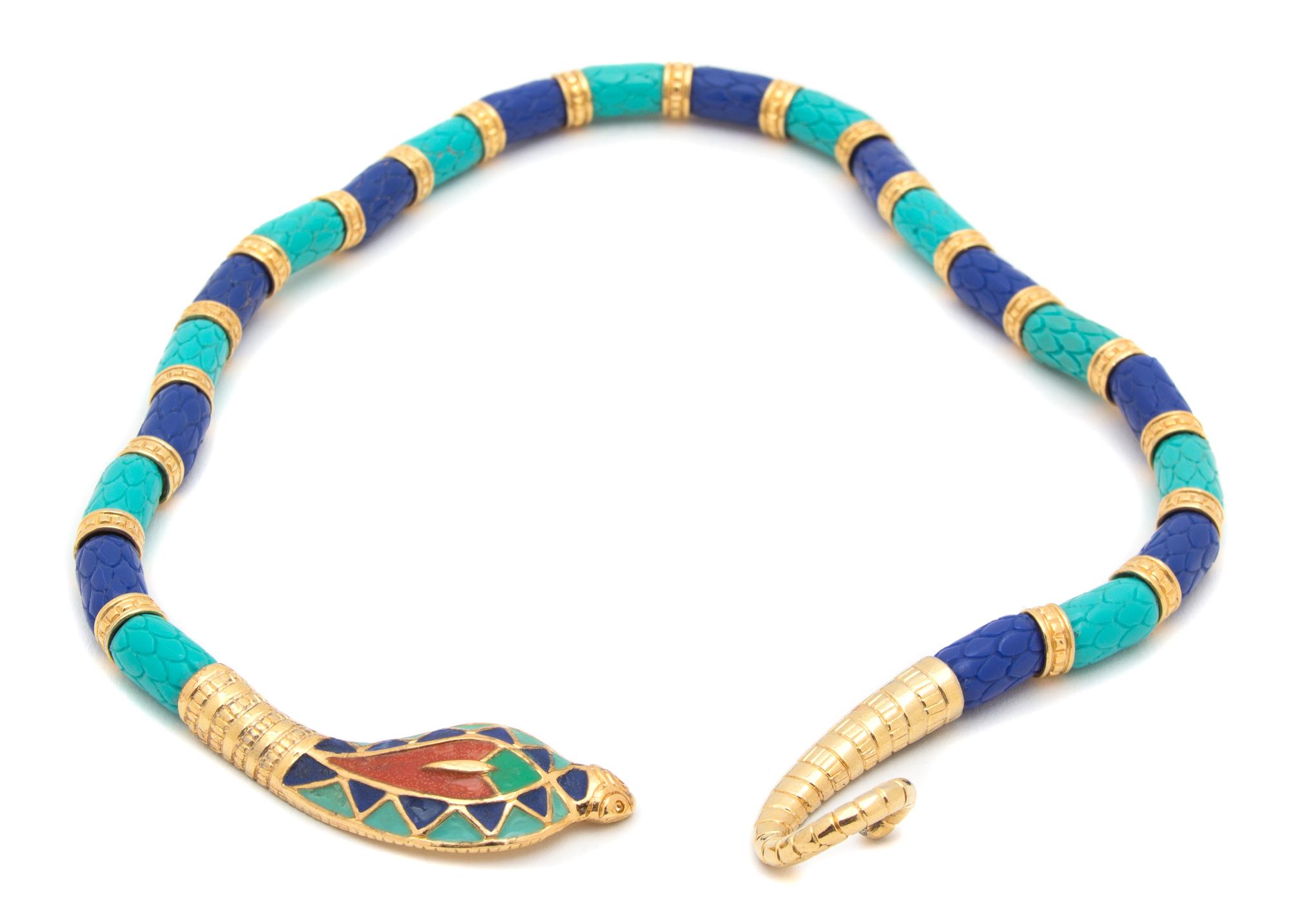 A Hattie Carnegie Multicolor Snake Necklace, 18".