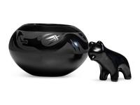 Blackware Pottery Bowl, with Avanyu and Pottery Bear