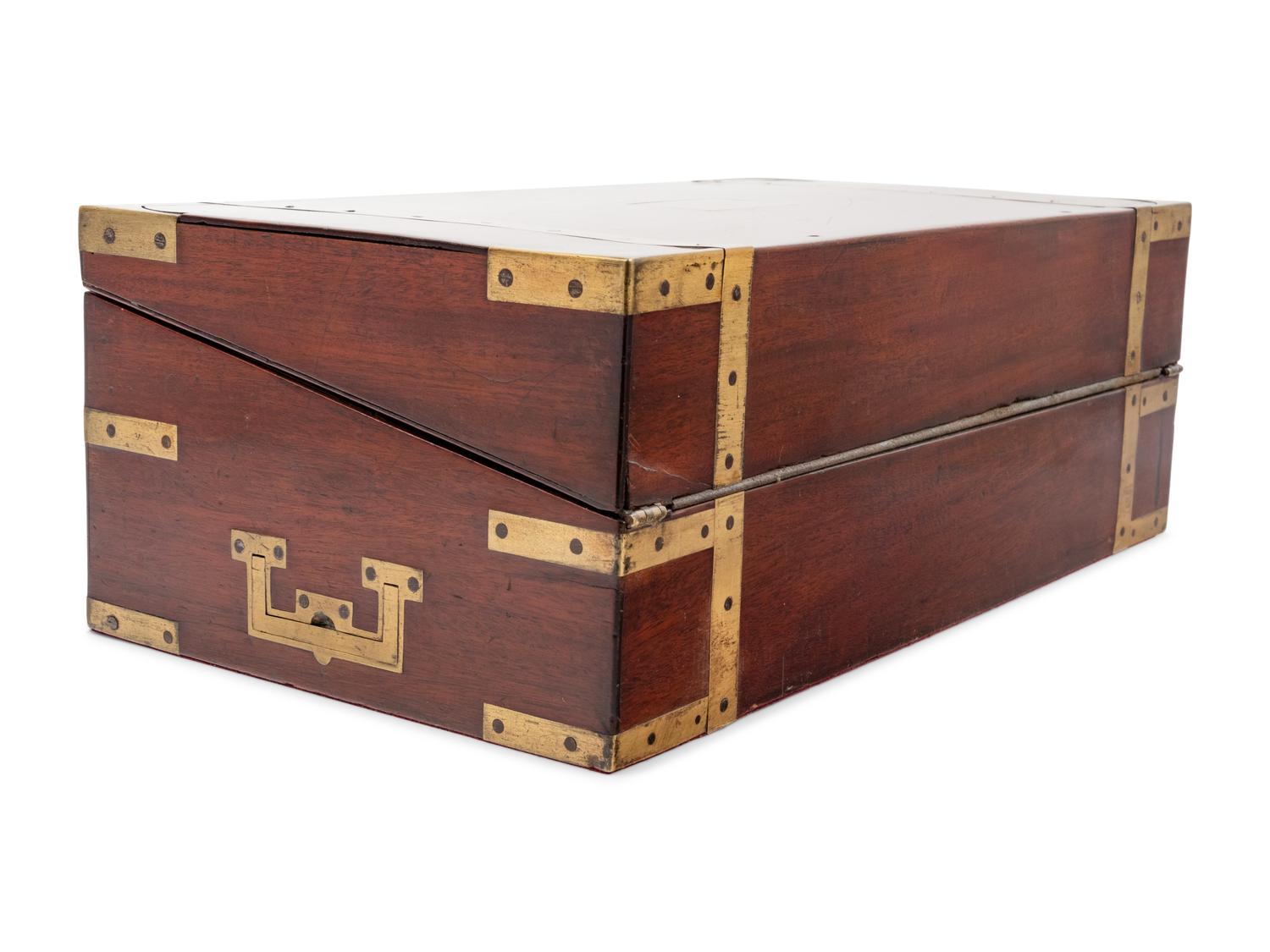 A Regency Brass-Inlaid Mahogany Writing and Reading Slope