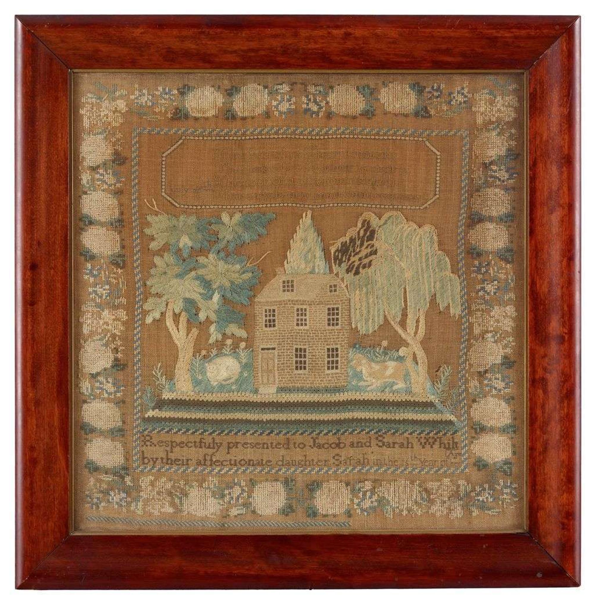 Needlework sampler sarah whilts in the 15th year of her age