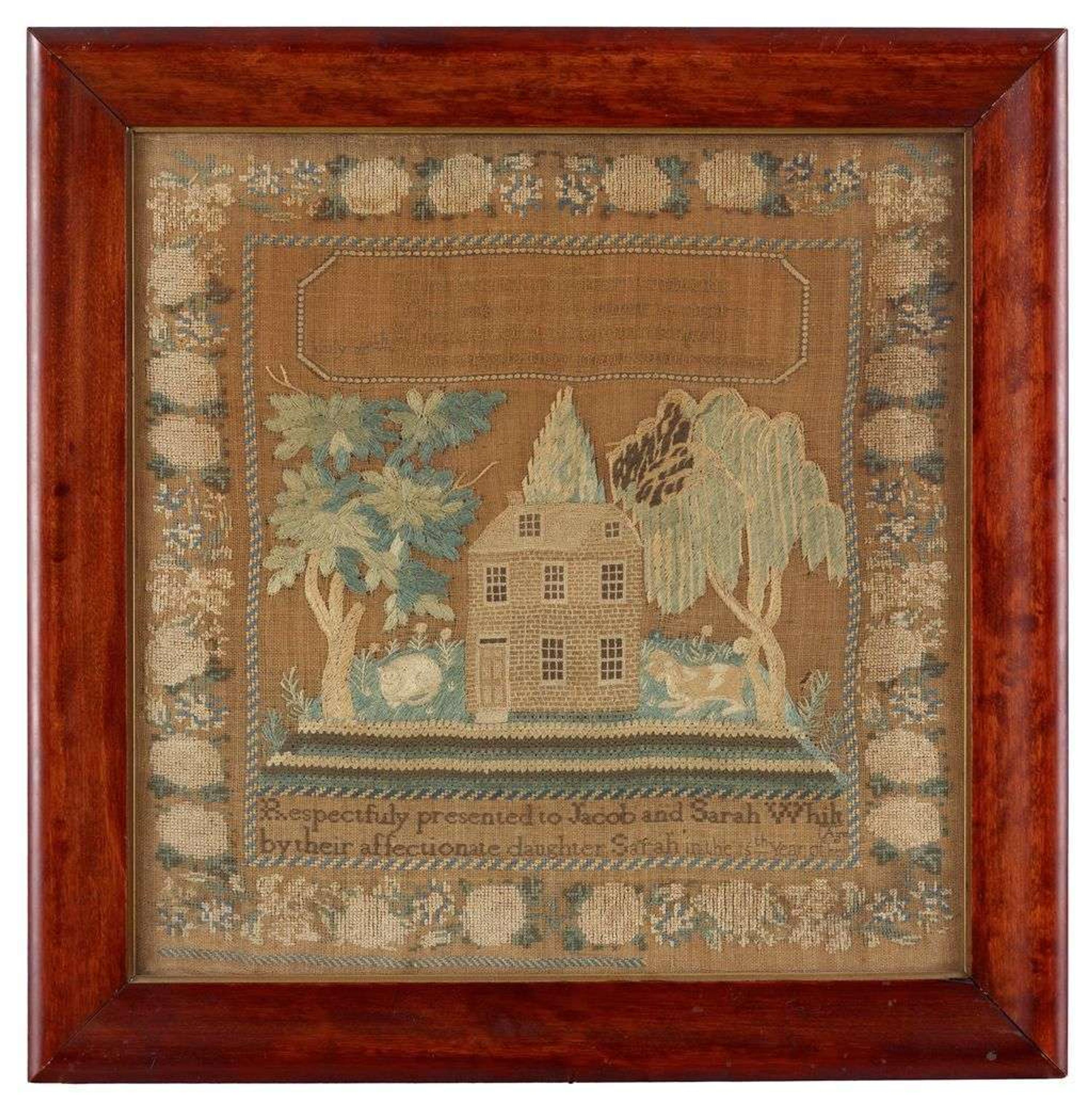 Needlework sampler sarah whilts in the 15th year of her age