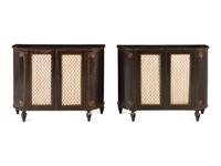 A Pair of Regency Grain-Painted and Parcel-Gilt Cabinets