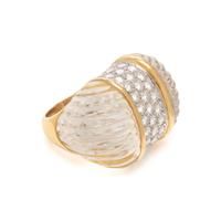 YELLOW GOLD, ROCK CRYSTAL AND DIAMOND RING