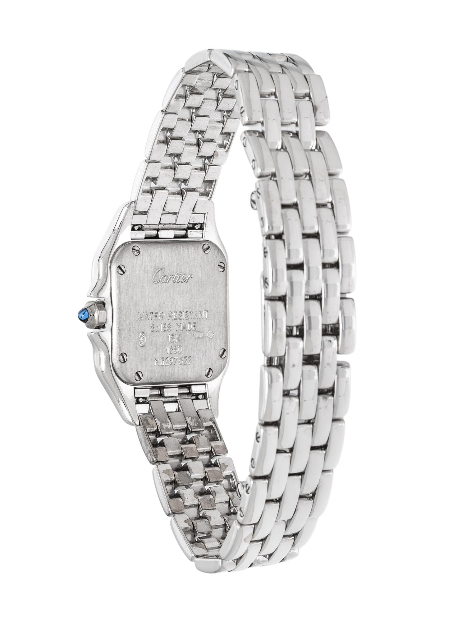 CARTIER, REF. 1660 18K WHITE GOLD SMALL 'PANTHÈRE' WATCH WITH FACTORY DIAMOND BEZEL