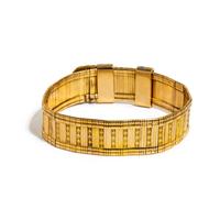 RETRO, YELLOW GOLD AND ENAMEL BUCKLE MOTIF BRACELET