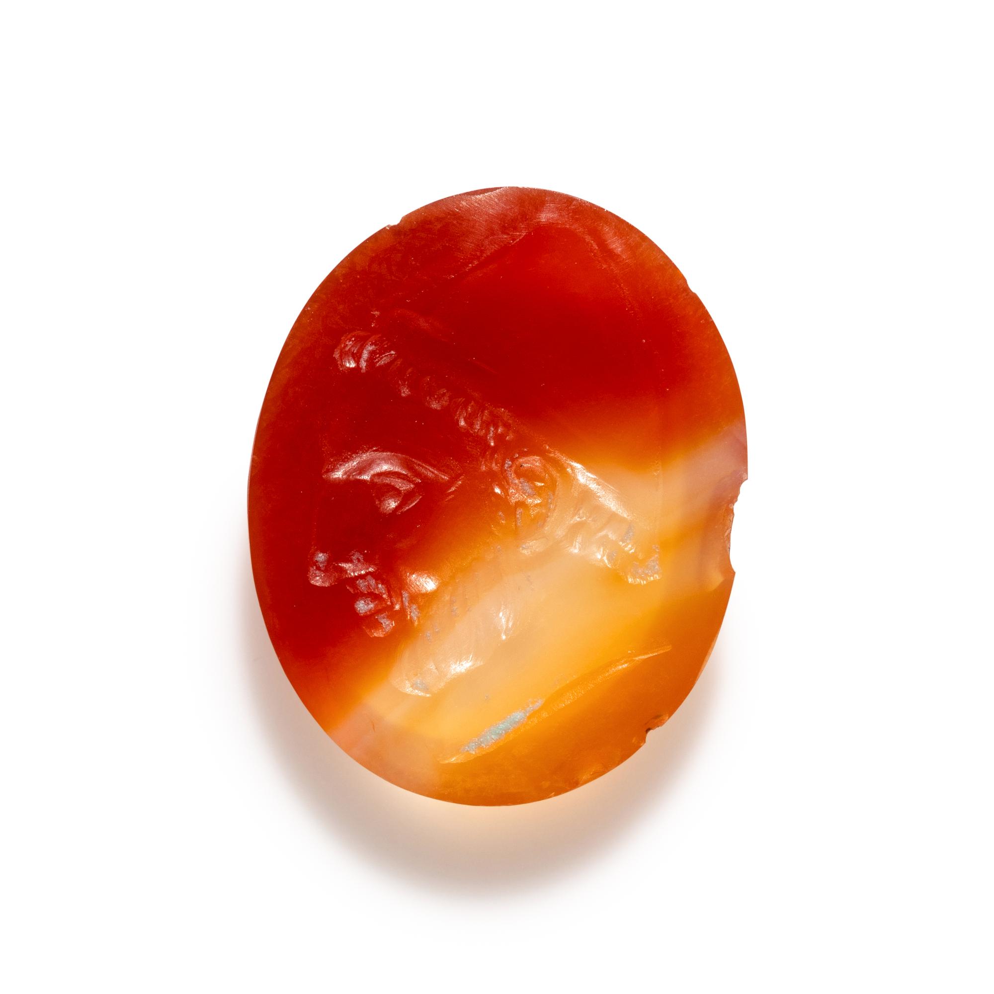 A Neoclassical Banded Agate Ring Stone with the Head of Odysseus