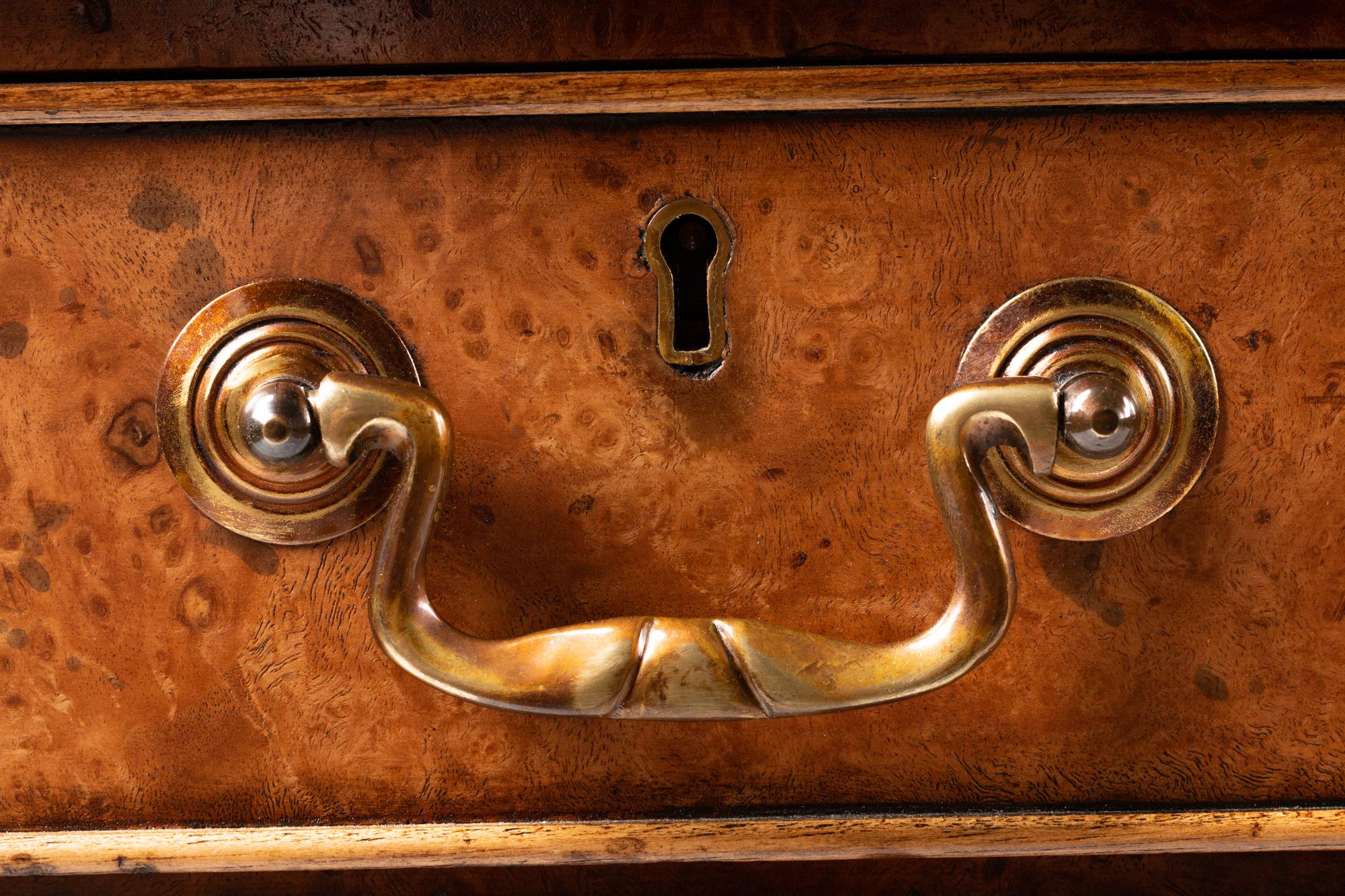 An Edwardian Burl Walnut Partners Desk