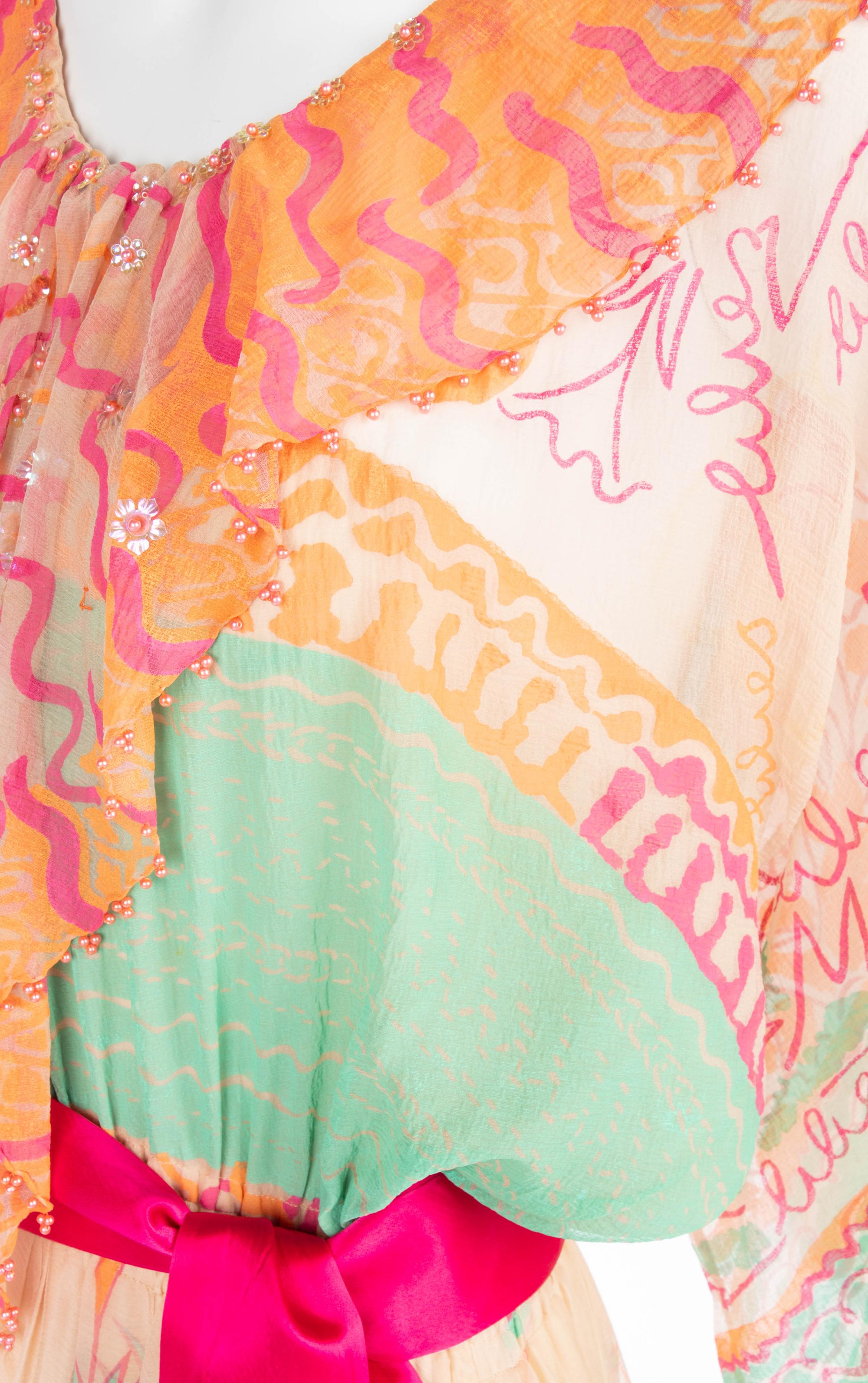 Zandra Rhodes Dress with Belt, 1970s