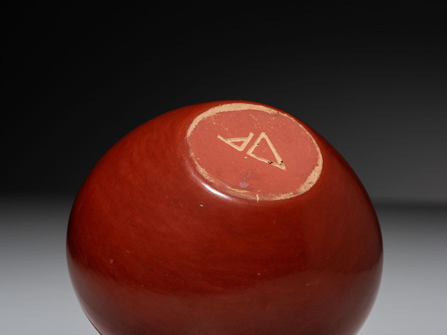 Redware Pottery Jar, with Turquoise and Heishi