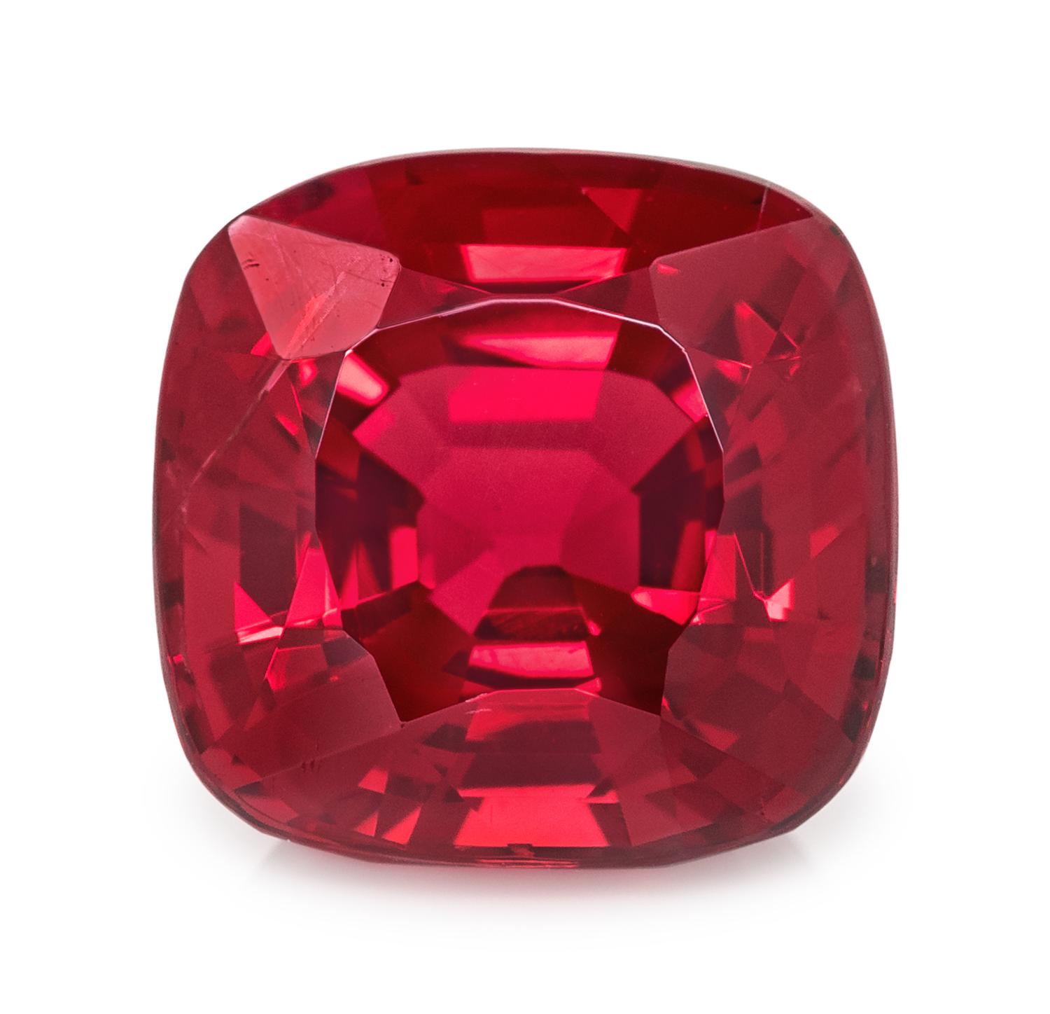 A 5.09 Carat Square Cushion Mixed Cut Burmese Red Spinel,