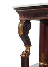 A Regency Carved and Parcel Gilt Mahogany Marble-Top Pier Table
