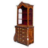 A Dutch Marquetry Bookcase on Chest