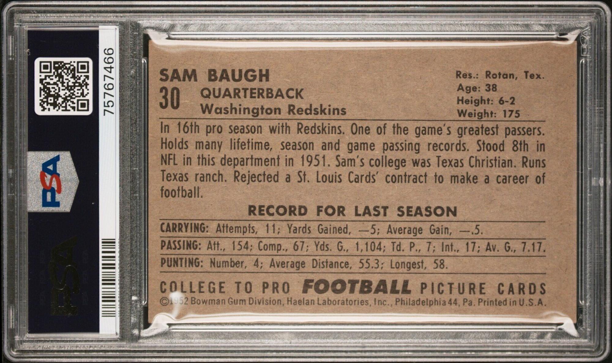 A Group of Nine 1952 Bowman Large Hall of Fame PSA Graded Football Cards,