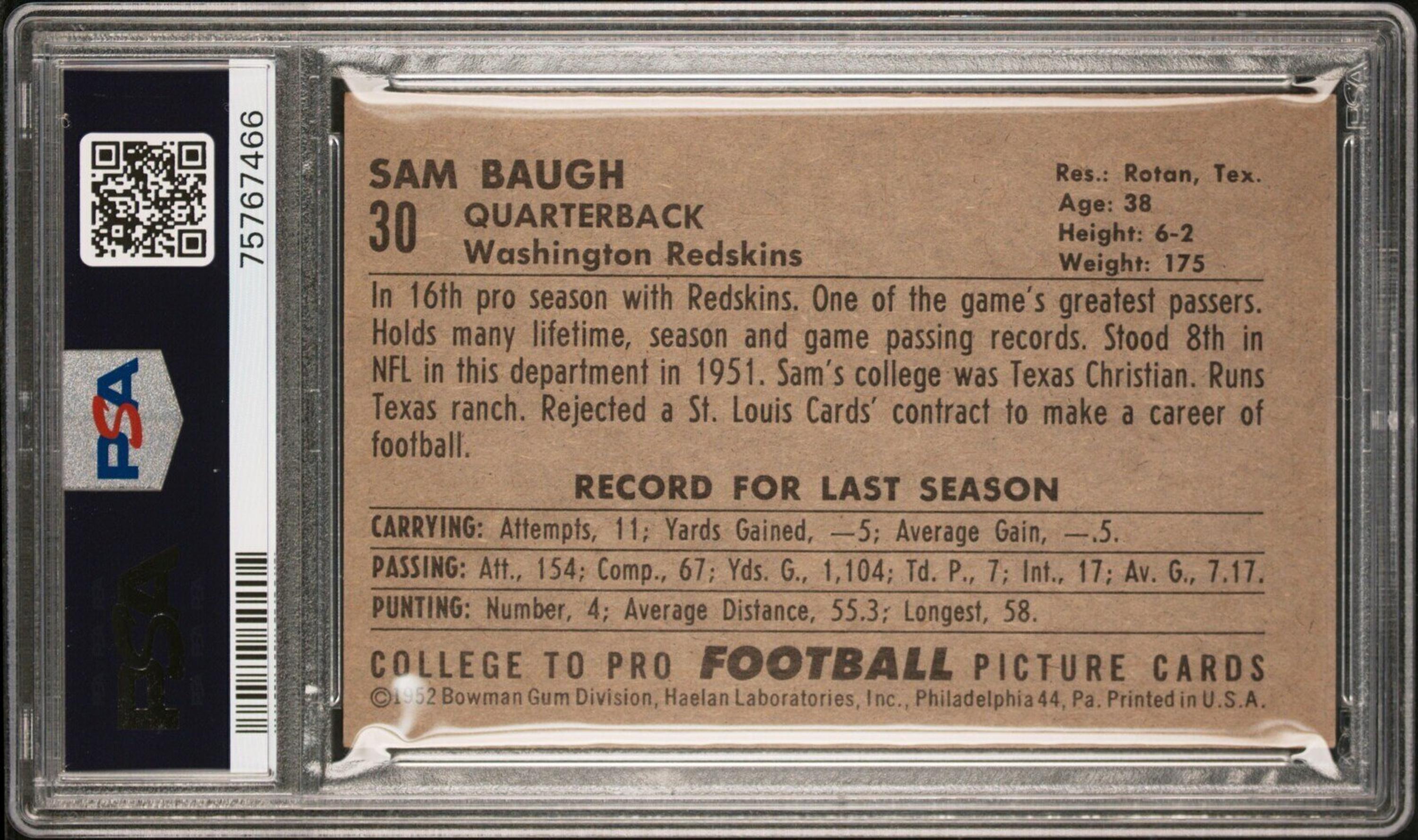 A Group of Nine 1952 Bowman Large Hall of Fame PSA Graded Football Cards,