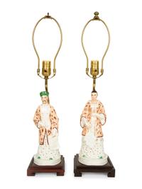 A Pair of Paris Porcelain Figures Mounted as Lamps