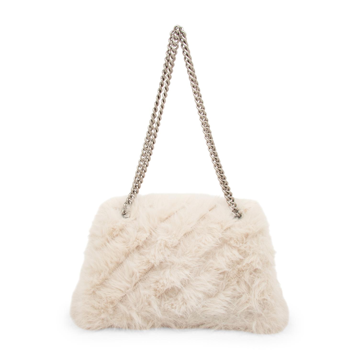 BALENCIAGA, FAUX FUR CRUSH BAG