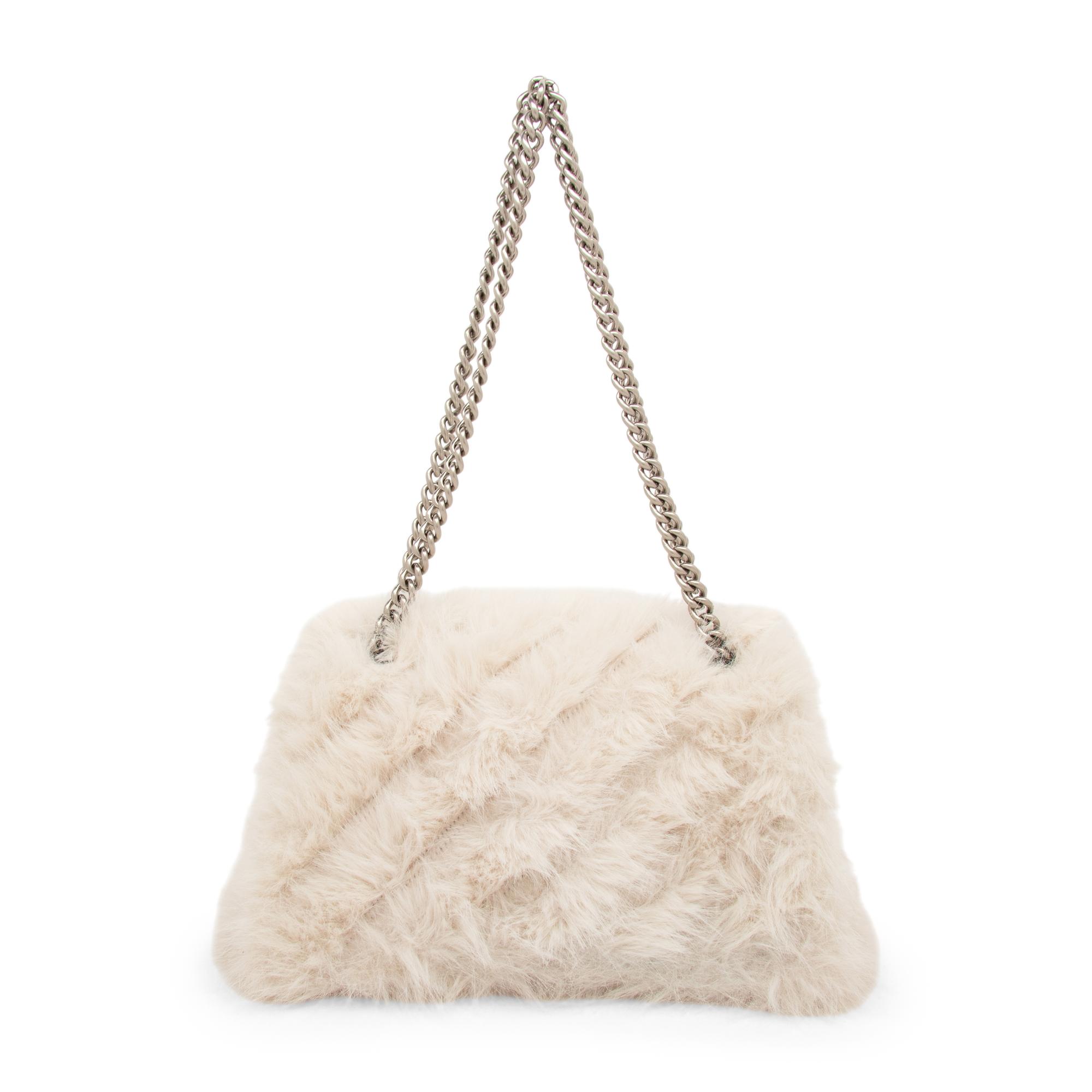 BALENCIAGA, FAUX FUR CRUSH BAG