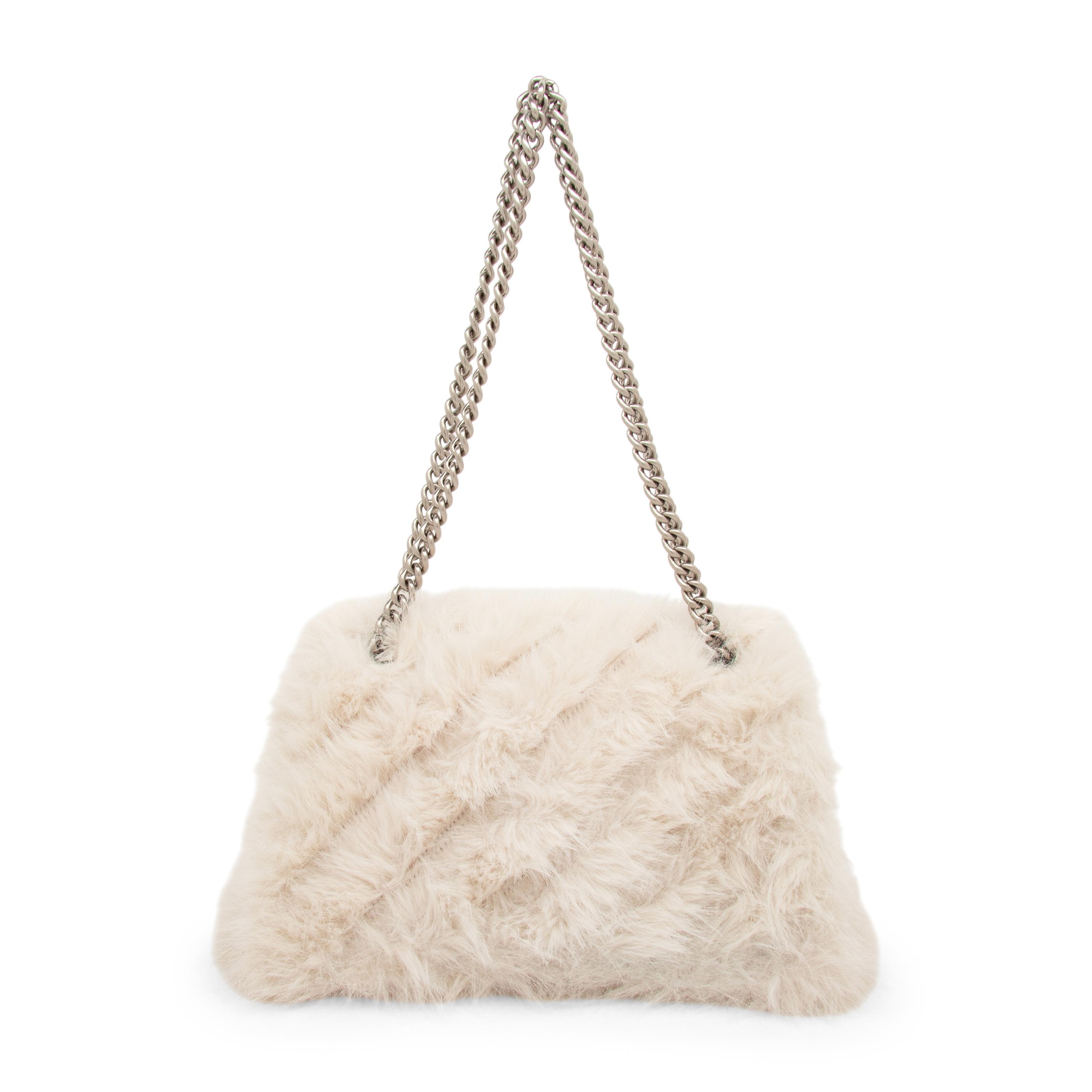 BALENCIAGA, FAUX FUR CRUSH BAG