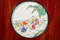 A Set of Four Chinese Famille Rose Porcelain Inset Hardwood Hanging Screens