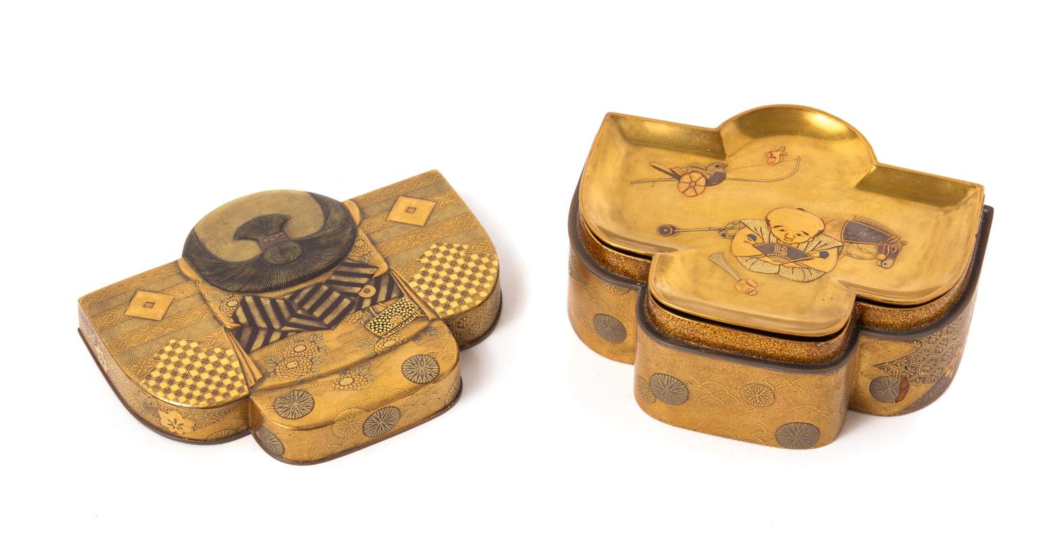 A Japanese Lacquer Box and Cover Length 4 inches.