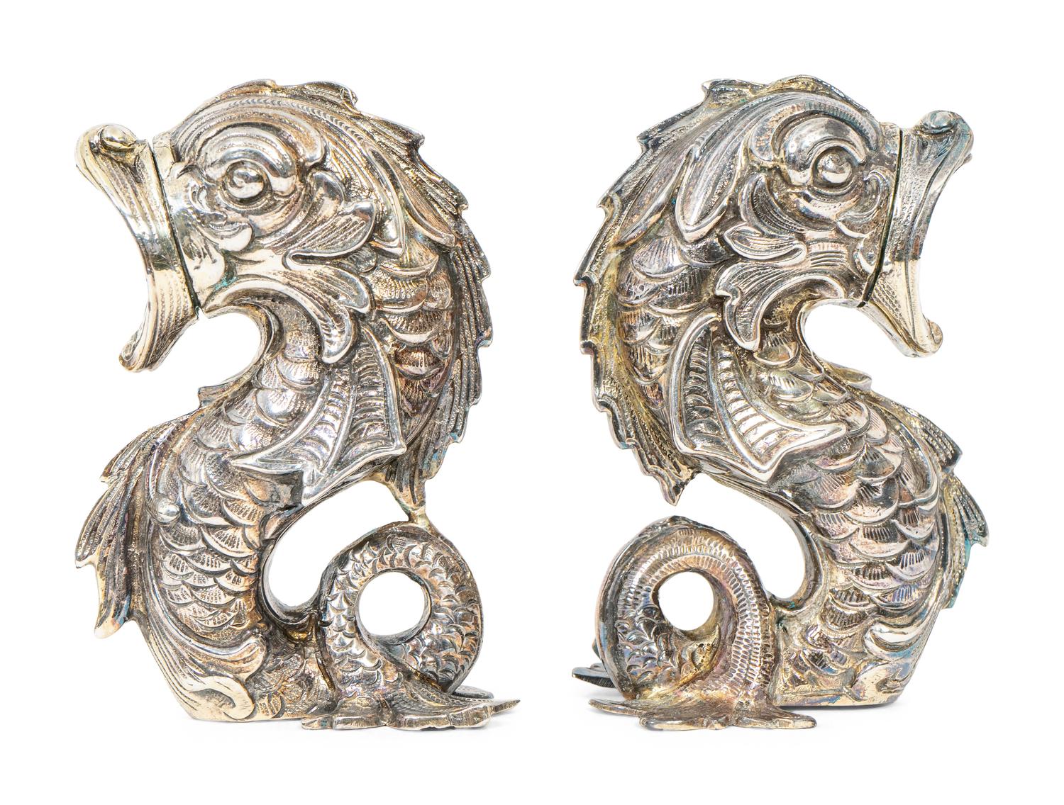A Set of Four French Silver Double-Salts and Two Pairs of German Silver Salt and Pepper Casters