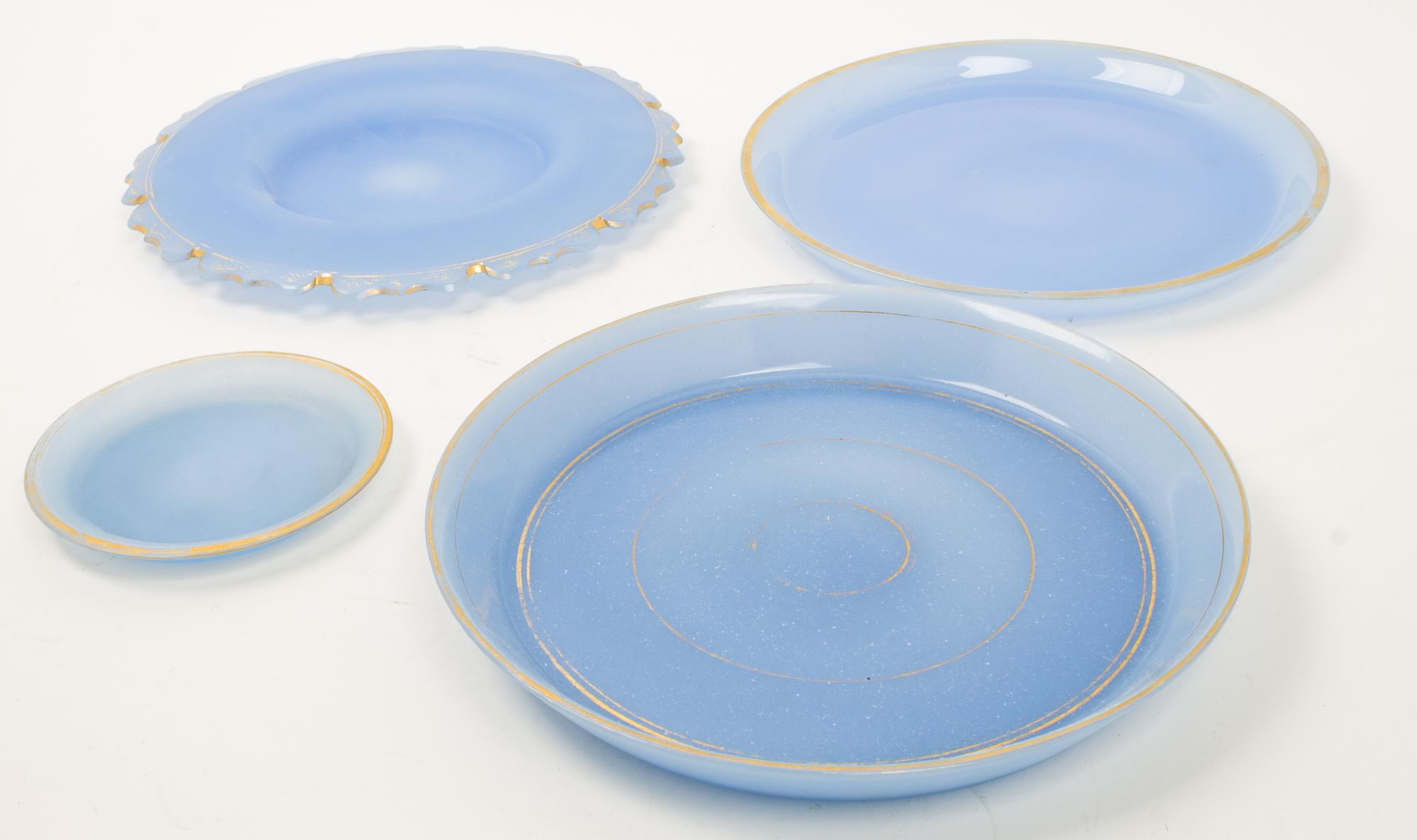Four Opaline Glass Plates Diameter of largest 12 1/2 inches. — 20TH CENTURY