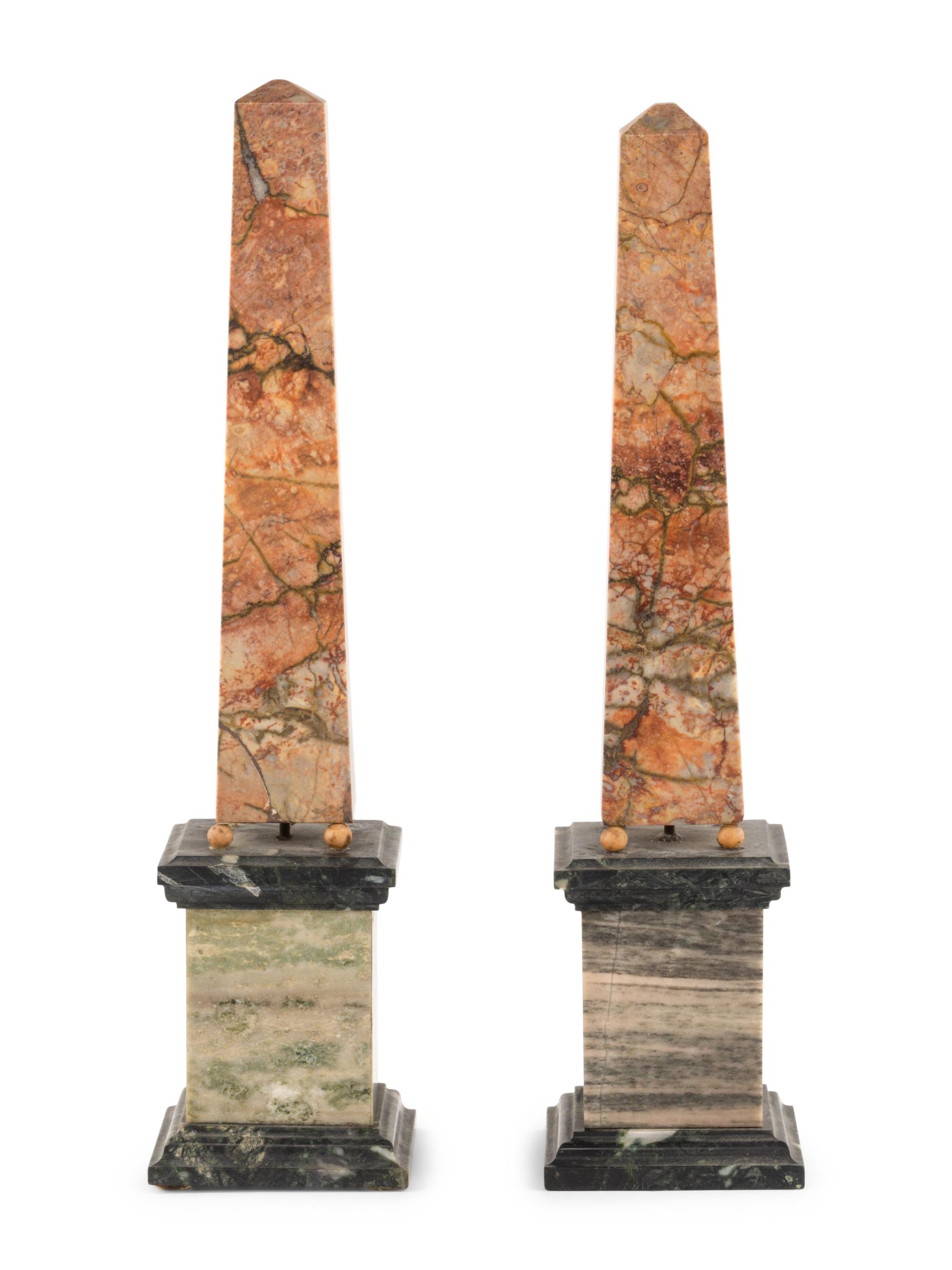 A Pair of Grand Tour Marble Obelisks