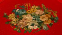 A Red and Polychrome-Painted Three-Part Low Table
