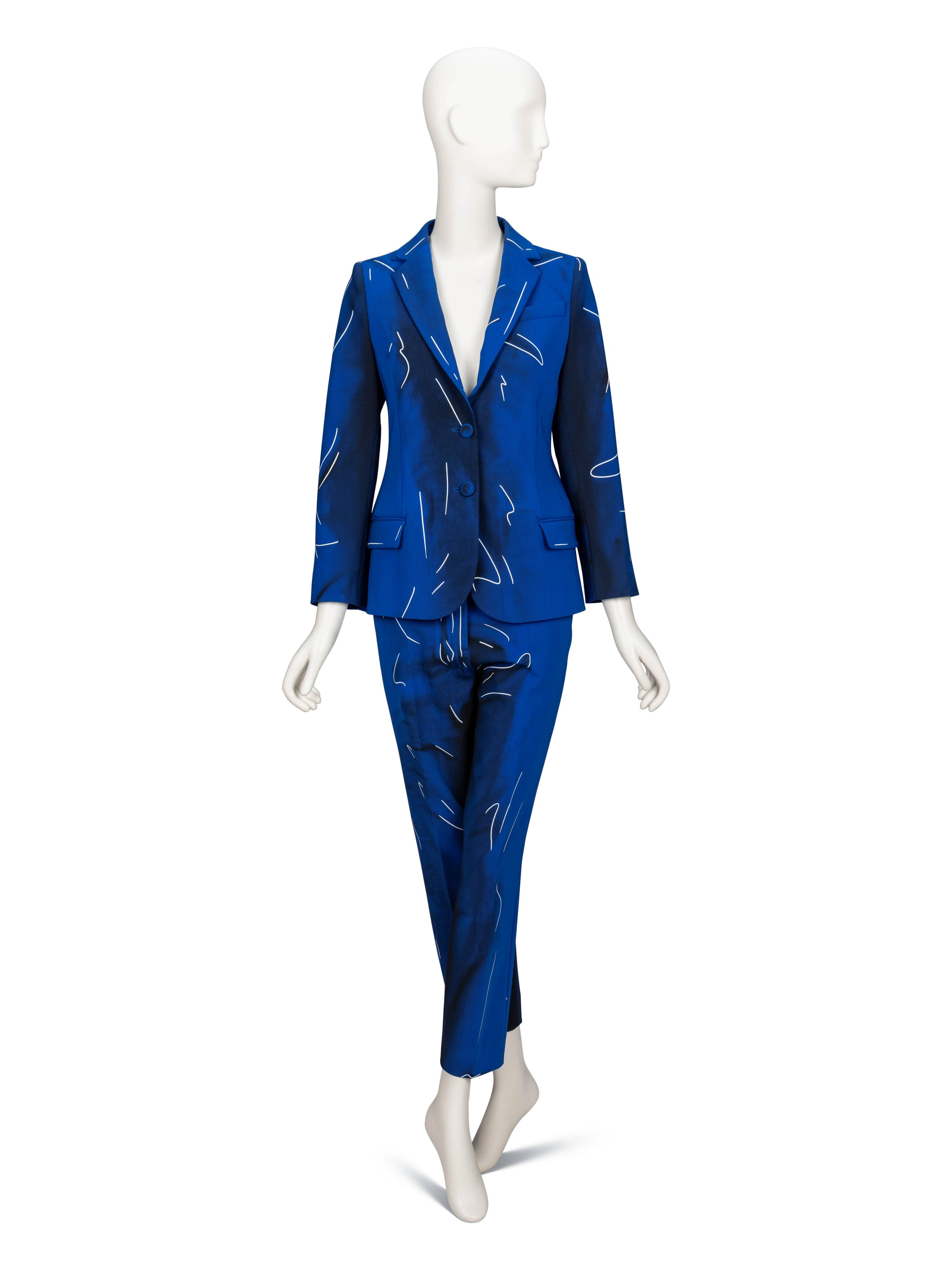 Moschino, Blue Brushstroke-Print Pantsuit