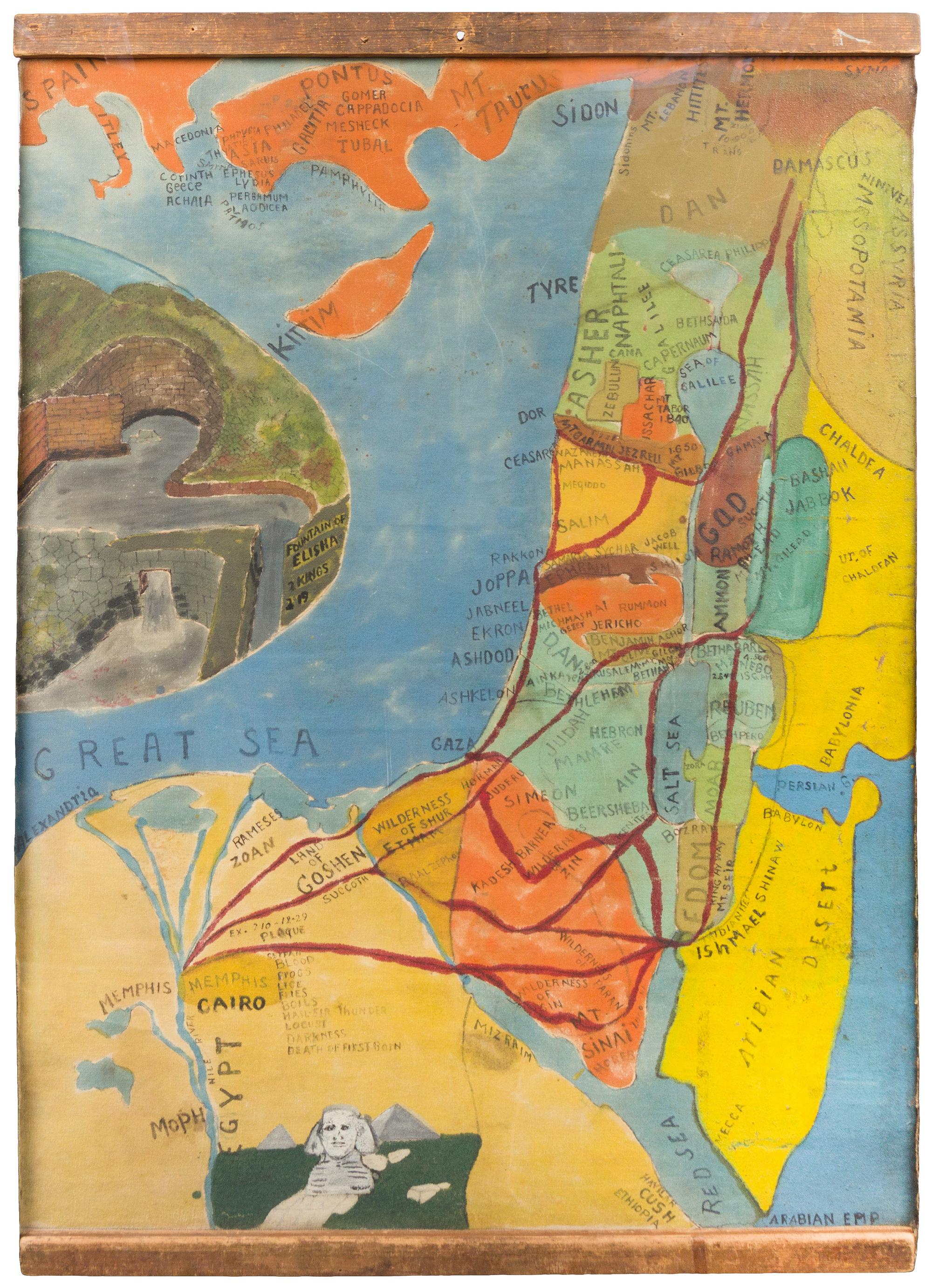 Josephus Farmer, (American, 1894-1989), The Creative Week, Map of the Middle East, double-sided