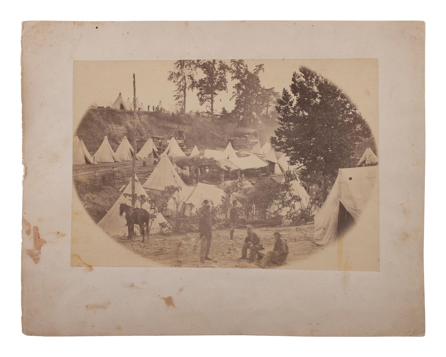 [CIVIL WAR]. [RUSSELL, Andrew J. (1830-1902), photographer.] [ Camp of Construction Corps, U. S. M. R. Rds., City Point, July, 1864 .]