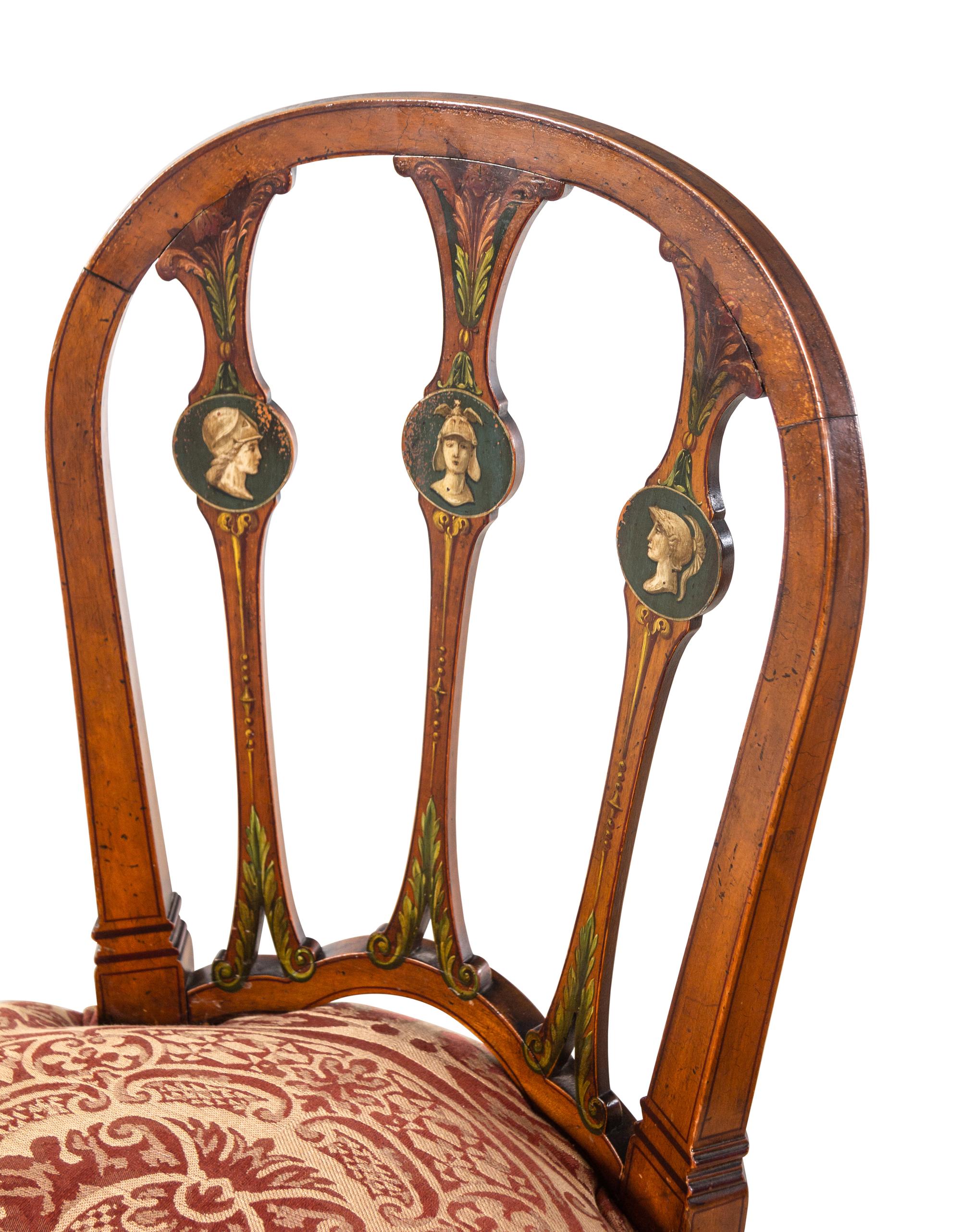 A Set of Four Edwardian Painted Side Chairs