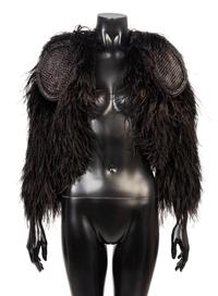 Emanuel Ungaro Black Ostrich and Chainmail Bolero, 1990-2000s