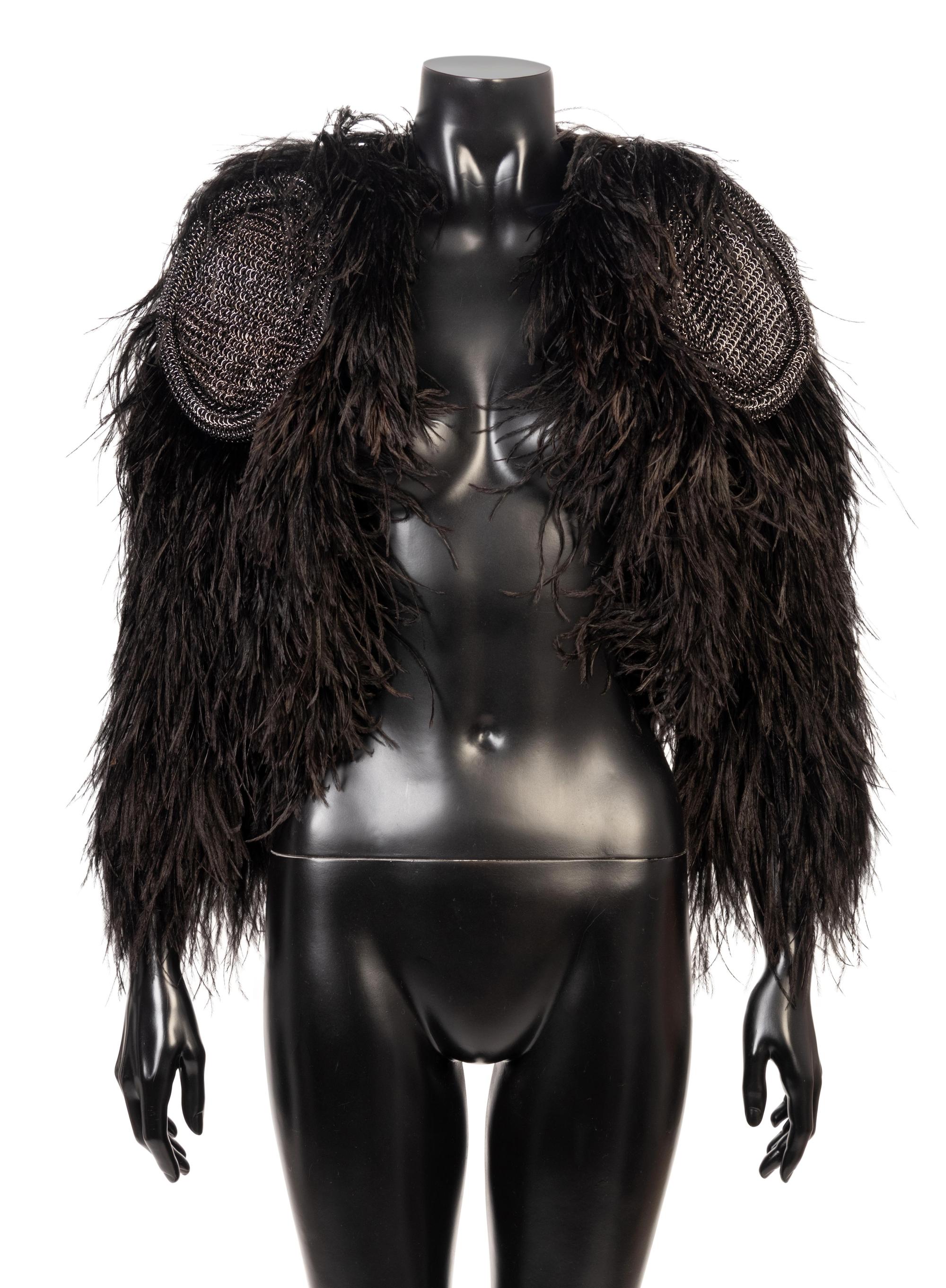 Emanuel Ungaro Black Ostrich and Chainmail Bolero, 1990-2000s