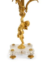 A Pair of Louis XVI Style Gilt Bronze and Cut Glass Mounted Candelabra — Baccarat, Early 20th Century