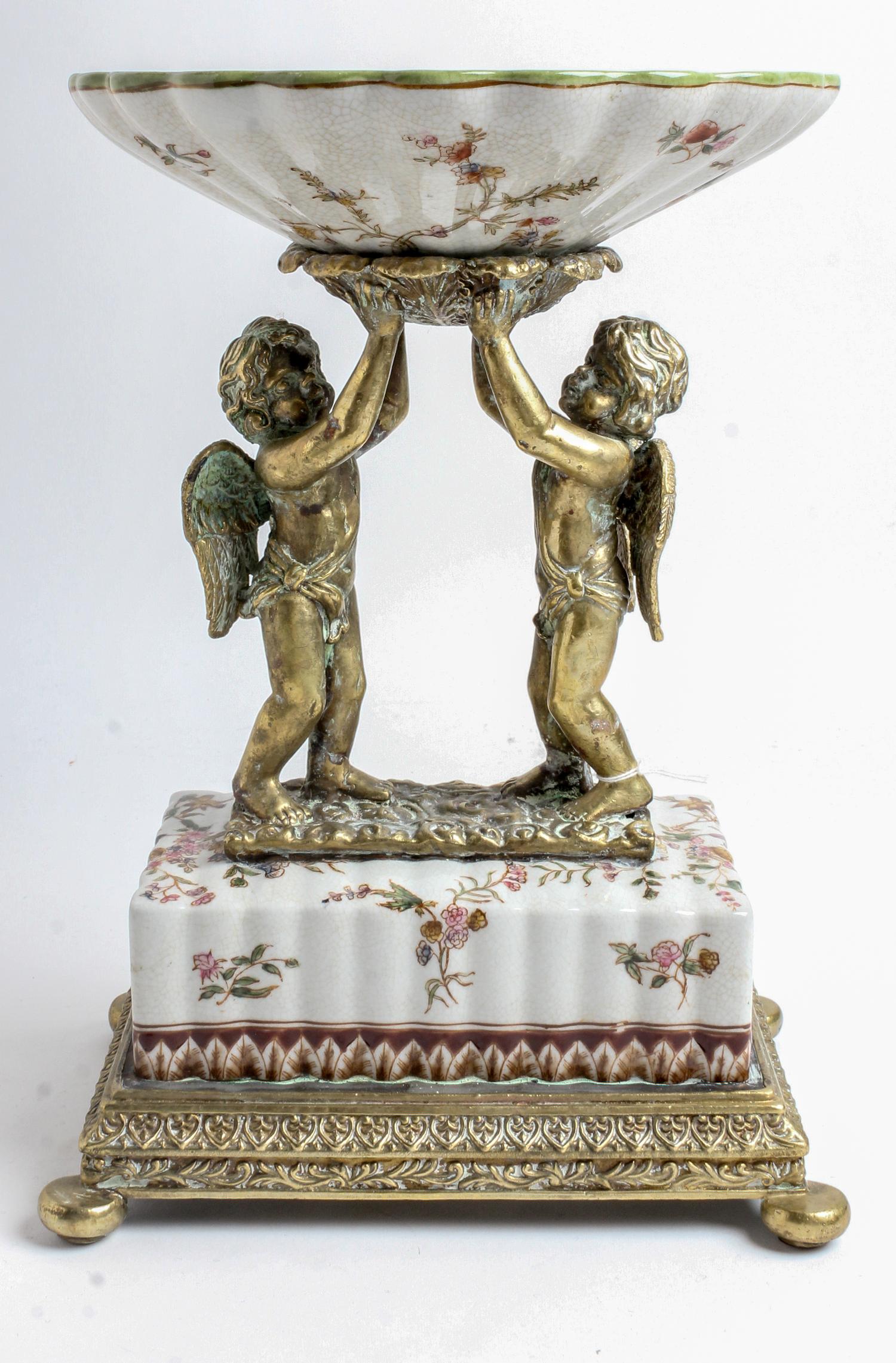 A Porcelain and Gilt-Metal Mounted Centerpiece Height 13 inches. — MODERN