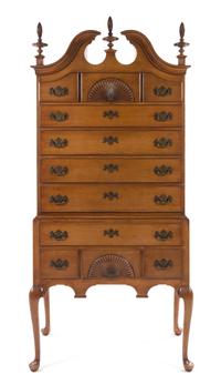 A Chippendale Style Maple Highboy Height 80 x width 37 x depth 22 inches. — 20TH CENTURY