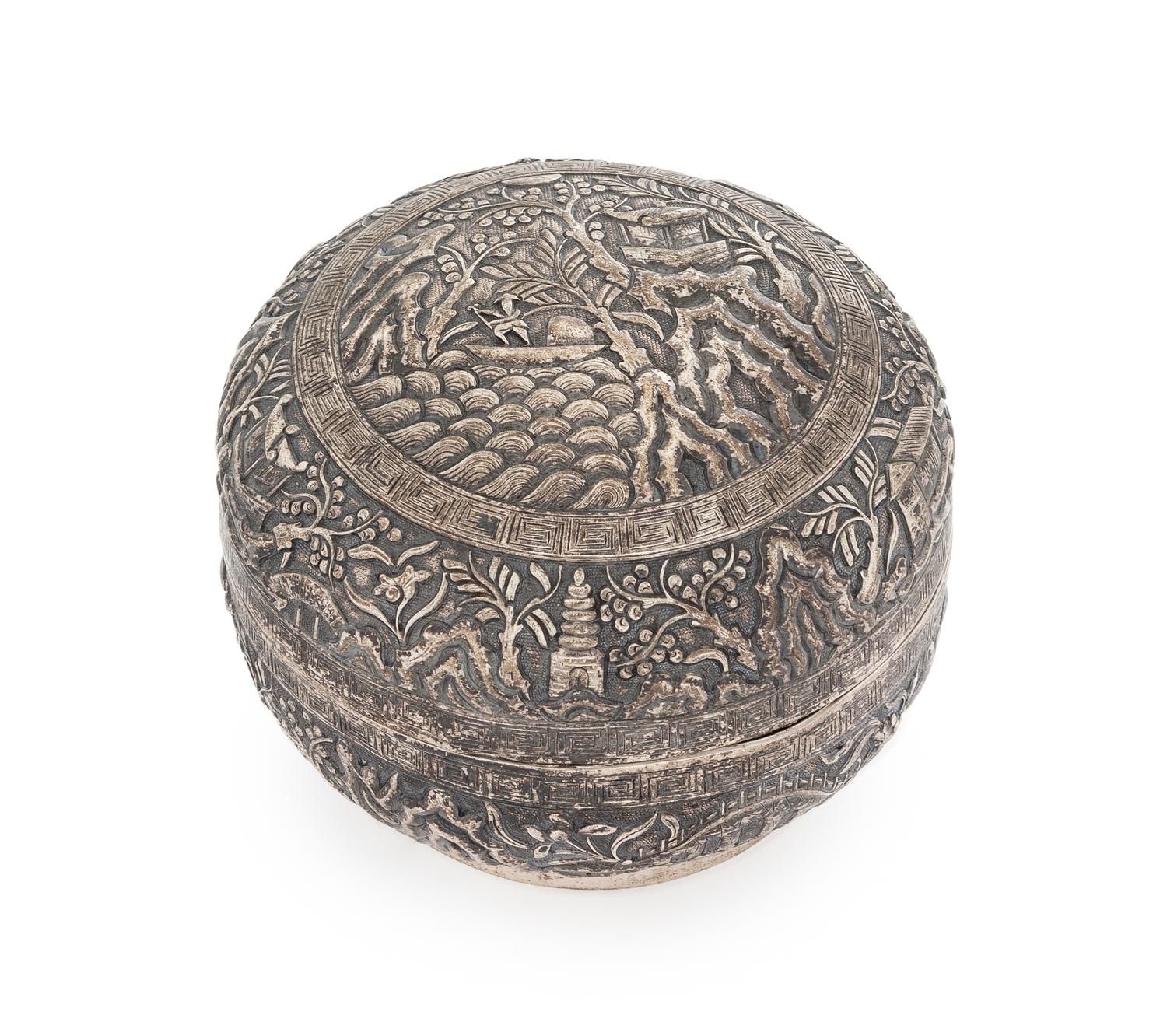 A Chinese Export Silver Covered Box Diameter 5 inches. — LATE 19TH/EARLY 20TH CENTURY