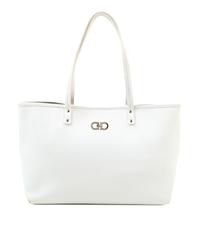 A Salvatore Ferragamo White Leather Tote Bag, 12.25" x 9.75" x 5.75"; Strap drop: 8.5".