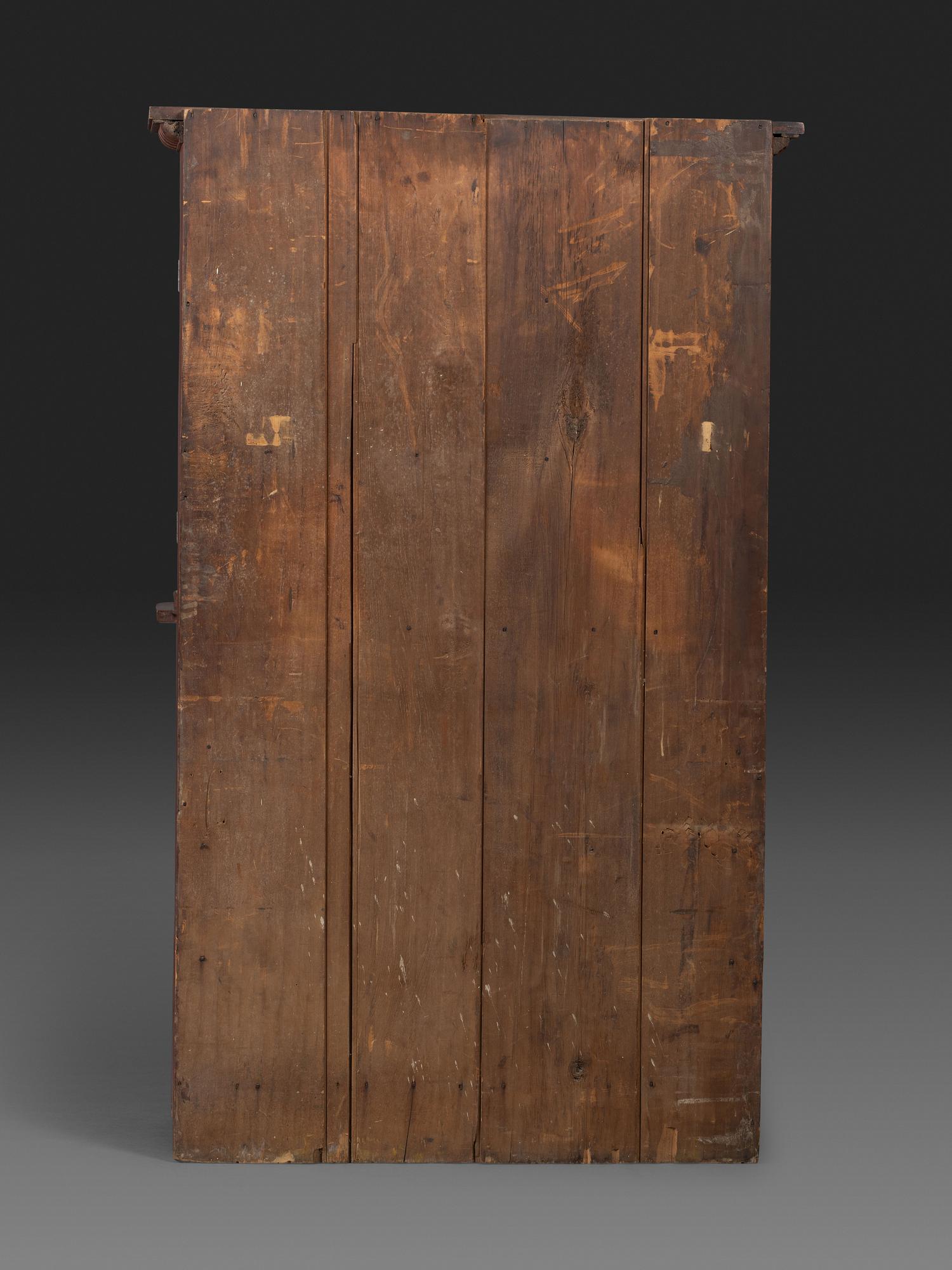 A Late Country Classical Grain Painted Pine Cupboard